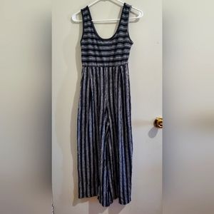 Black and white pinstripe waffle romper